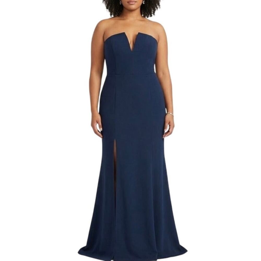 Dress the Population Fernanda Blue Evening Gown Strapless A-Line Dress Size XXL